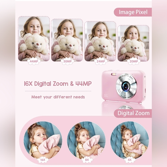 NIB Digital Camera, FHD 1080P Kids Camera w 32GB SD Card 44MP Point+Shoot Cam - Picture 2 of 10